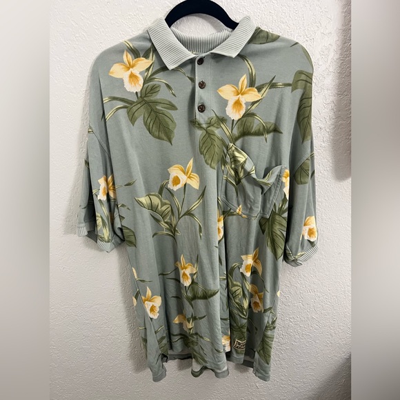 Tommy Bahama Green Floral Collared Shirt - Picture 1 of 5